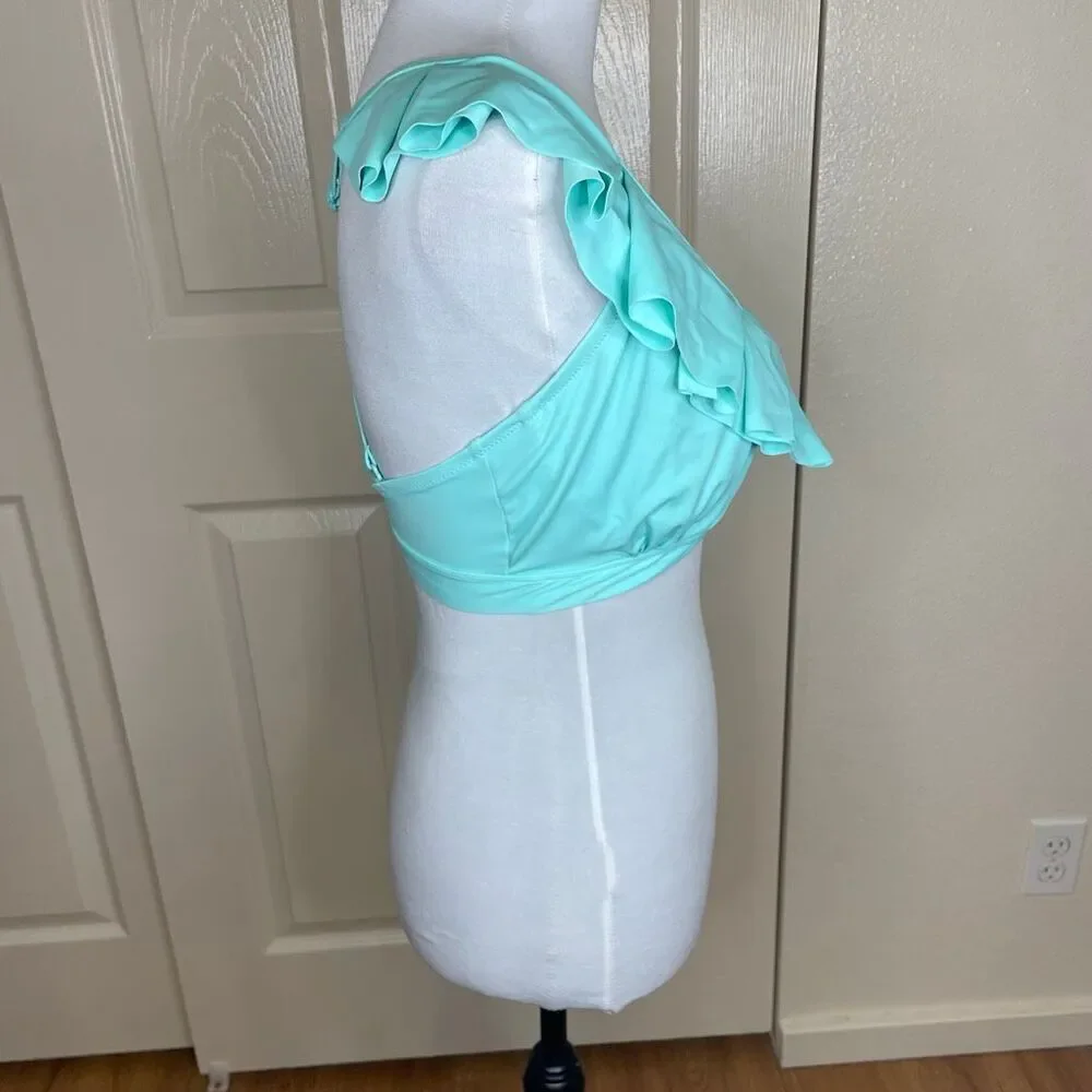 Pour Moi Space Frill Underwire Ruffle Bikini Top Mint Size 32H